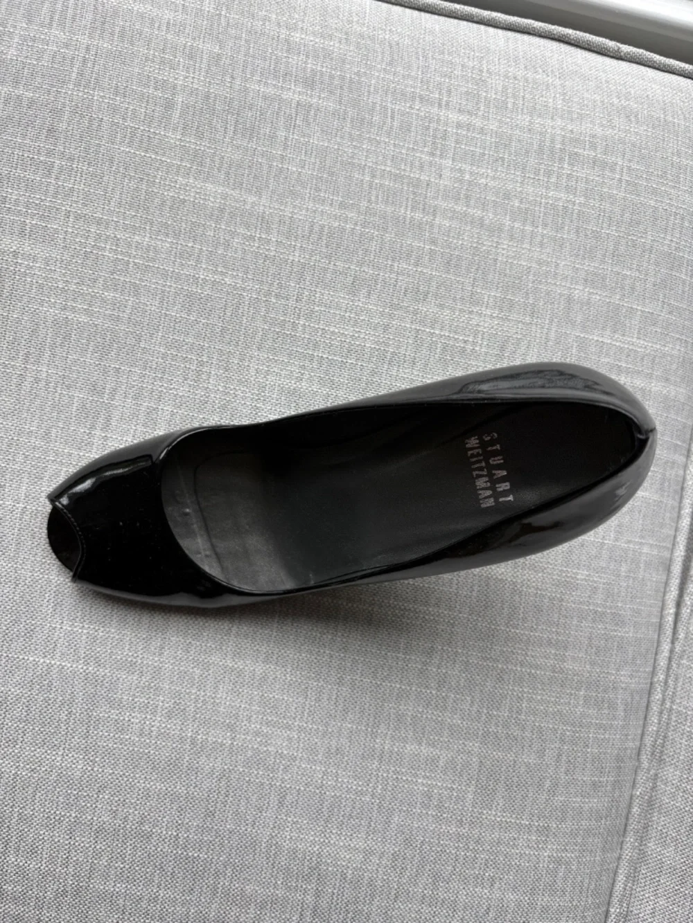 Stuart Weitzman Black Patent Peep Toe Shoes
